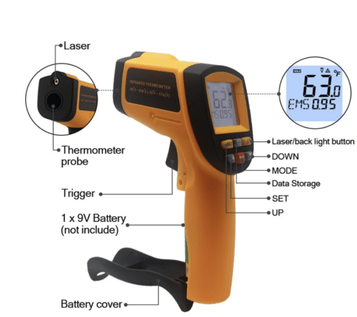 Digital Infrared Thermometer IR Laster Temperature Meter Non-contact LCD Industrial Outdoor Gun Handheld Pyrometer - Image 2